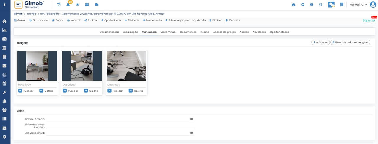 Carregamento de vídeos de imóveis no Gimob